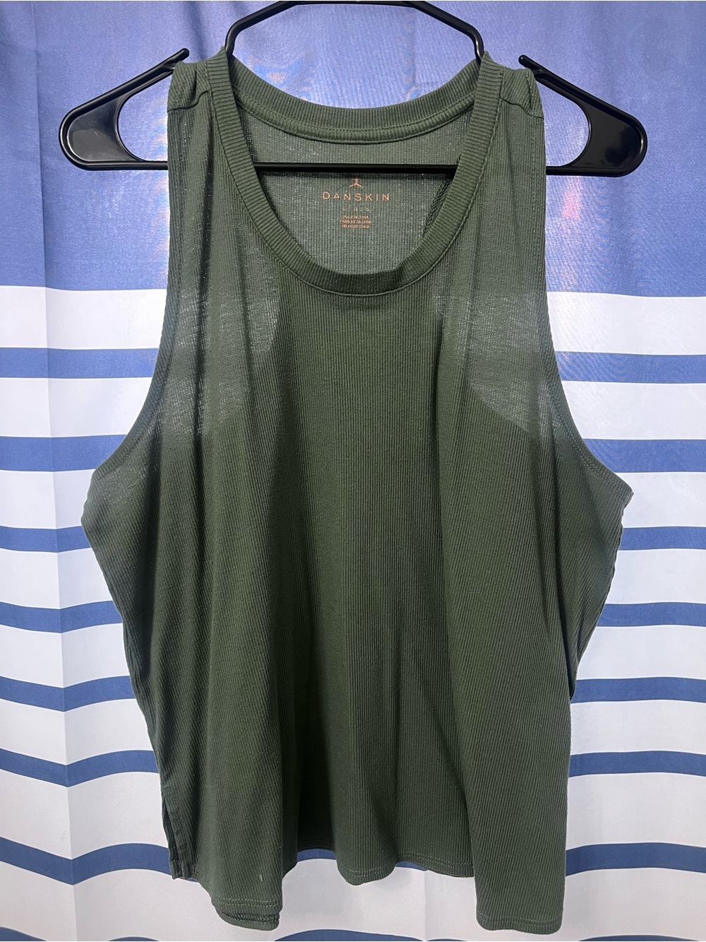 Danskin Olive Green Ribbed Scoop Neck Tank